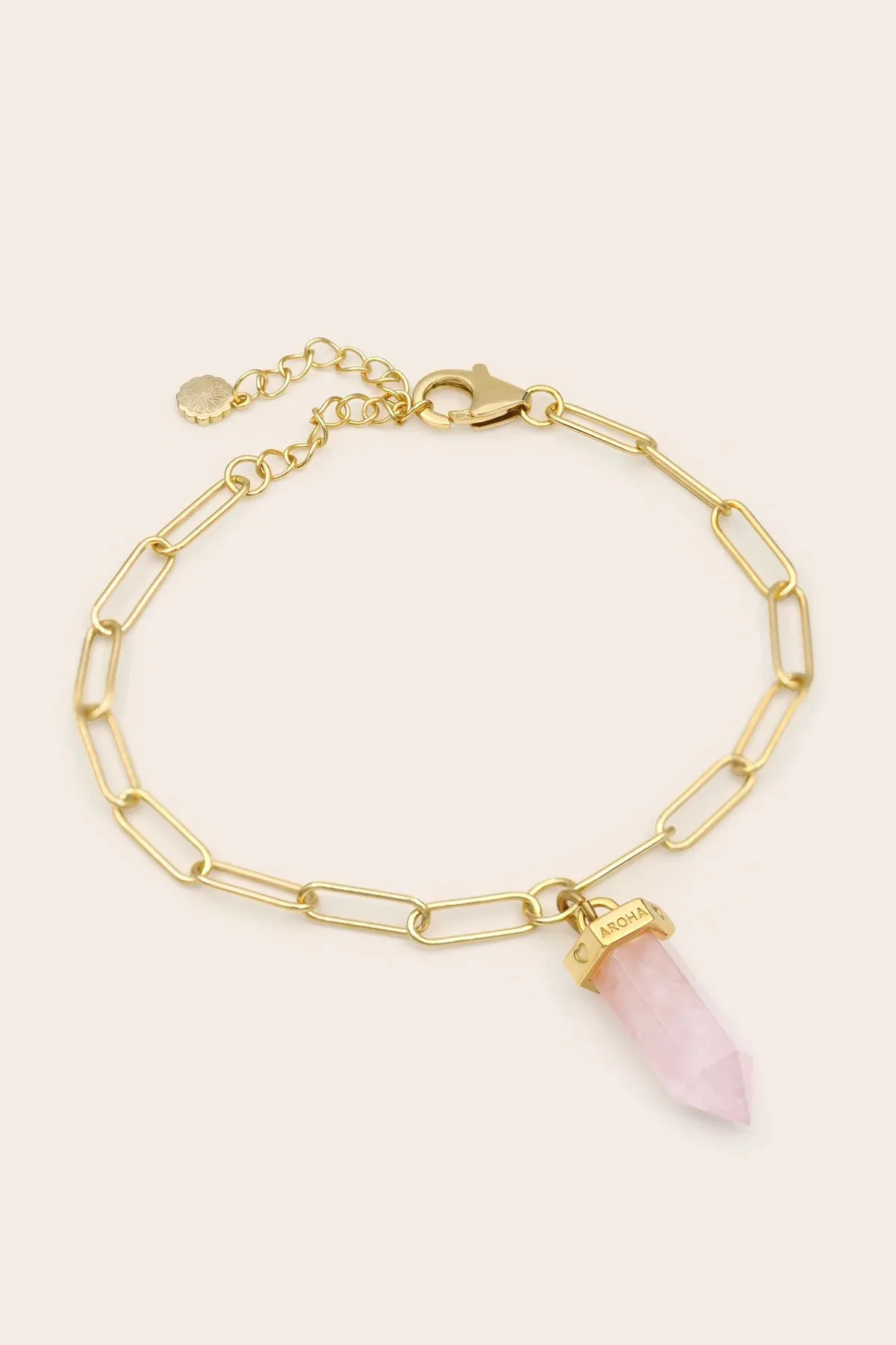 ROSE QUARTZ AROHA BRACELET- GOLD