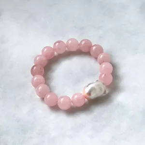 Rose Quartz  Baroque Pearl Bracelet