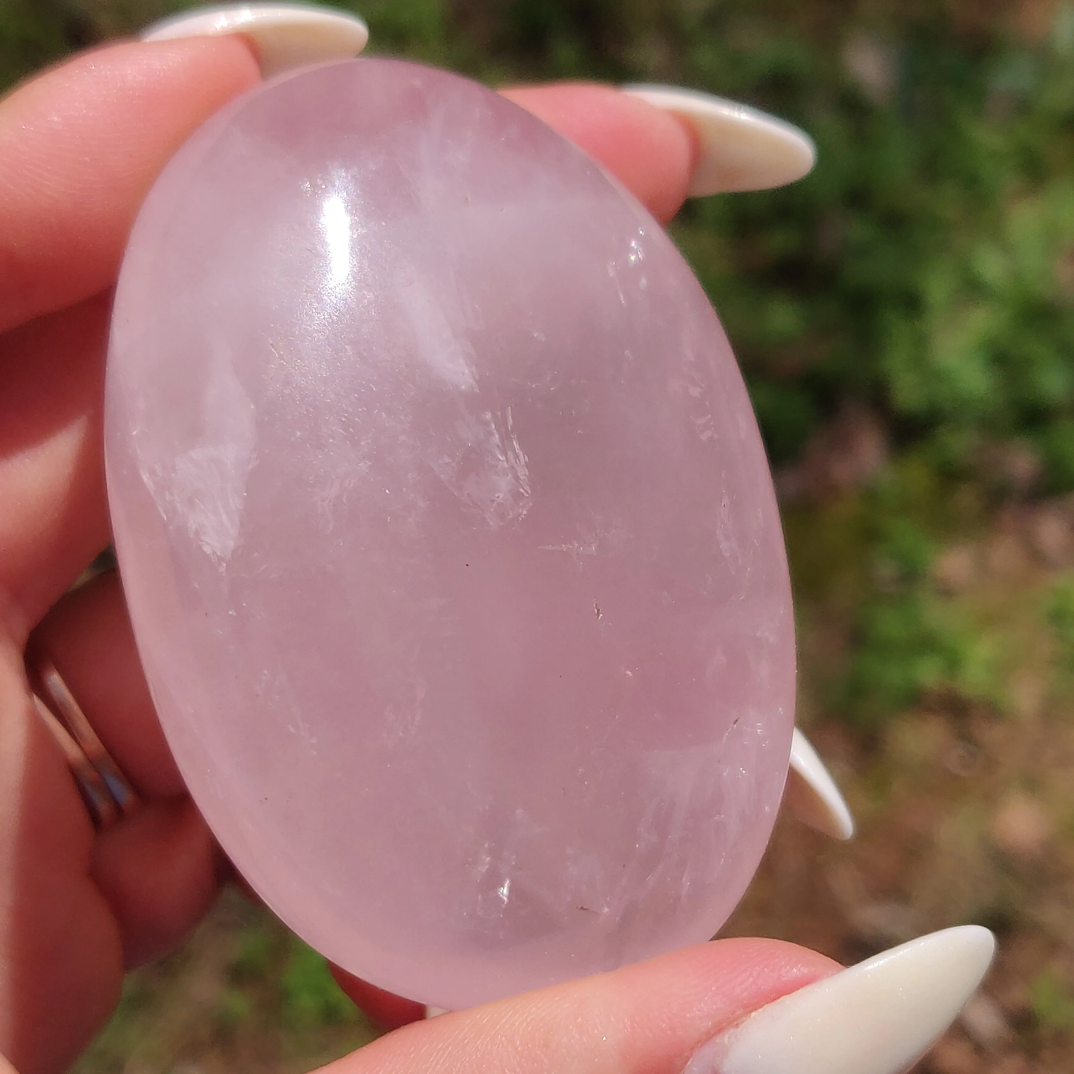 Rose Quartz Palm Stone, Star Rose Quartz (#5)