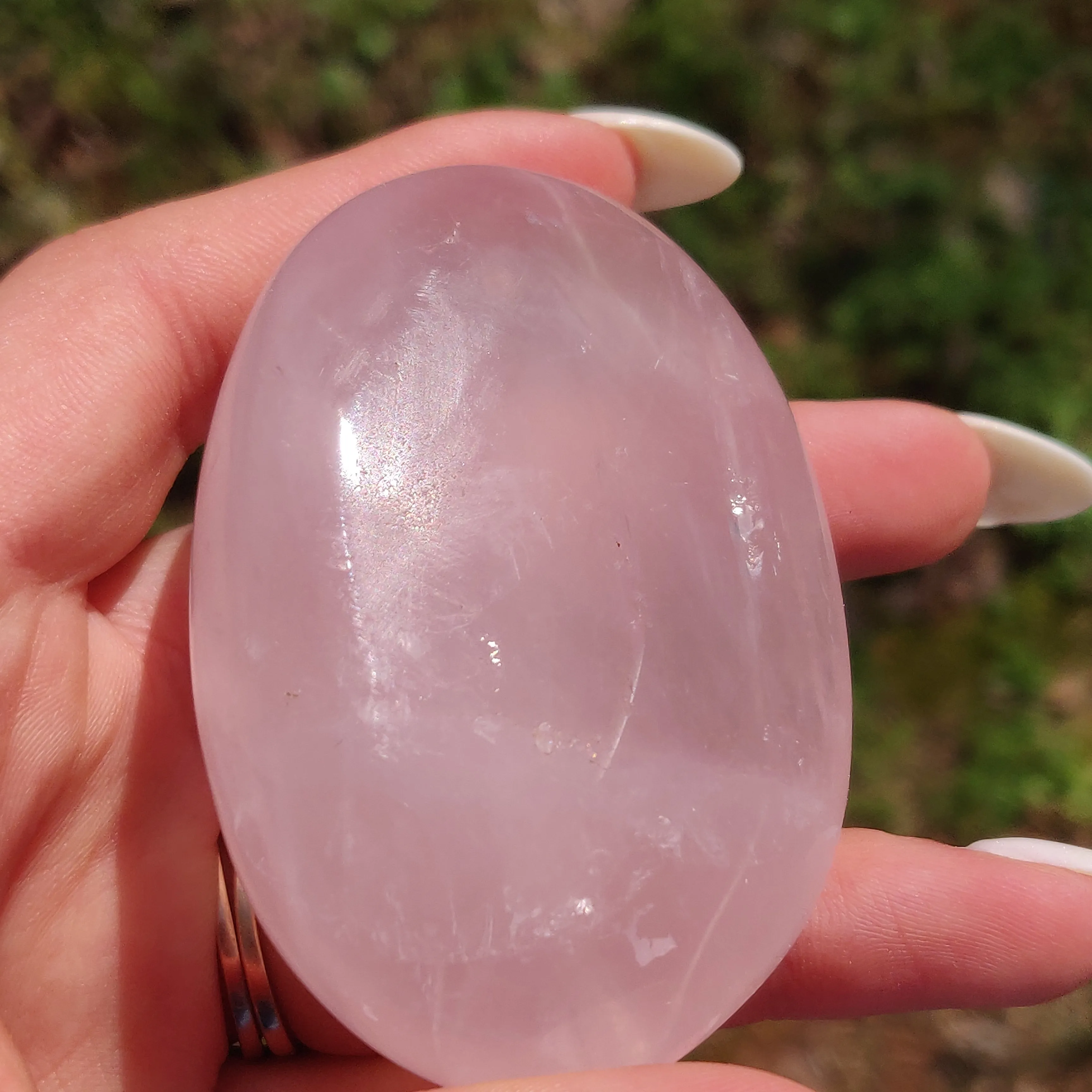 Rose Quartz Palm Stone, Star Rose Quartz (#5)