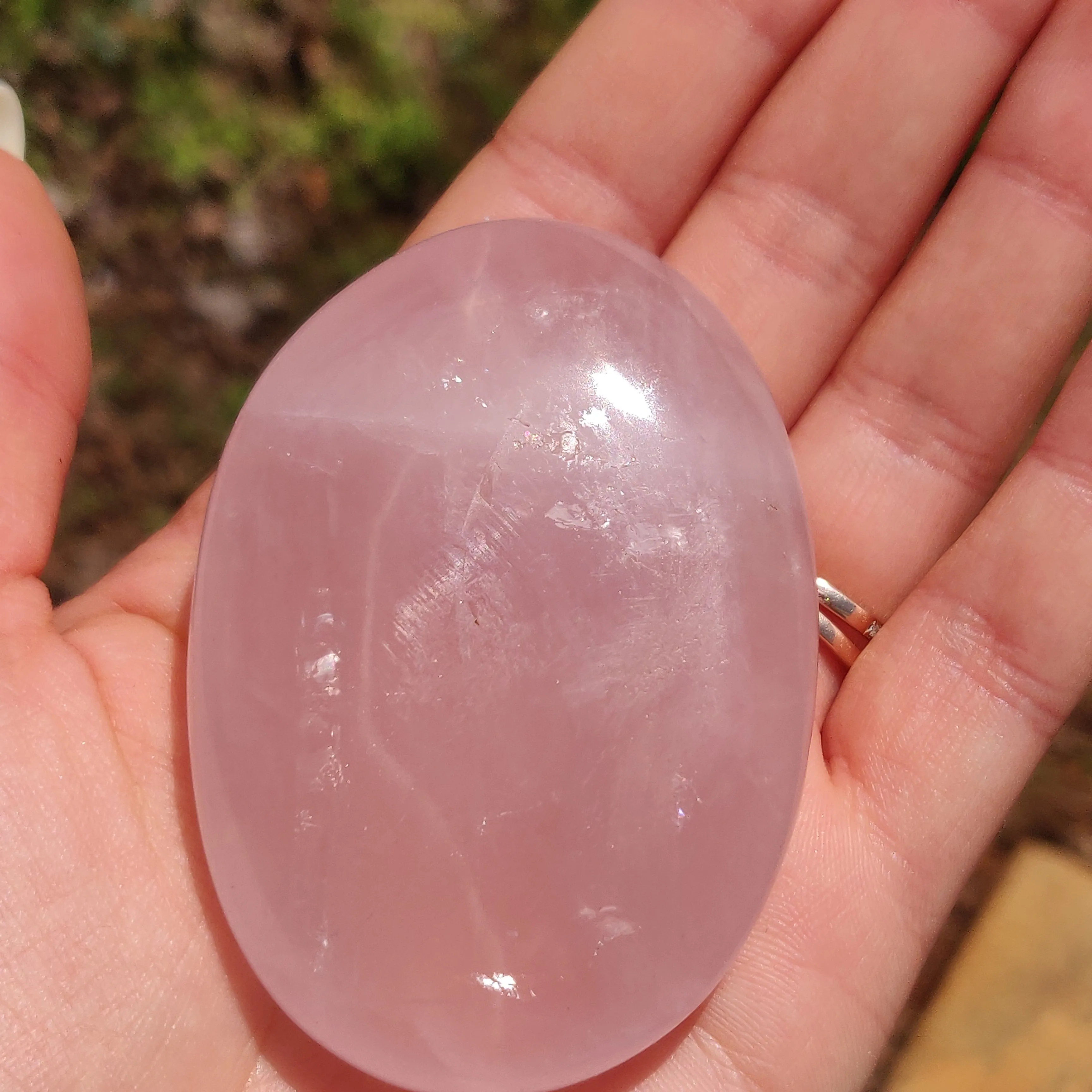 Rose Quartz Palm Stone, Star Rose Quartz (#5)