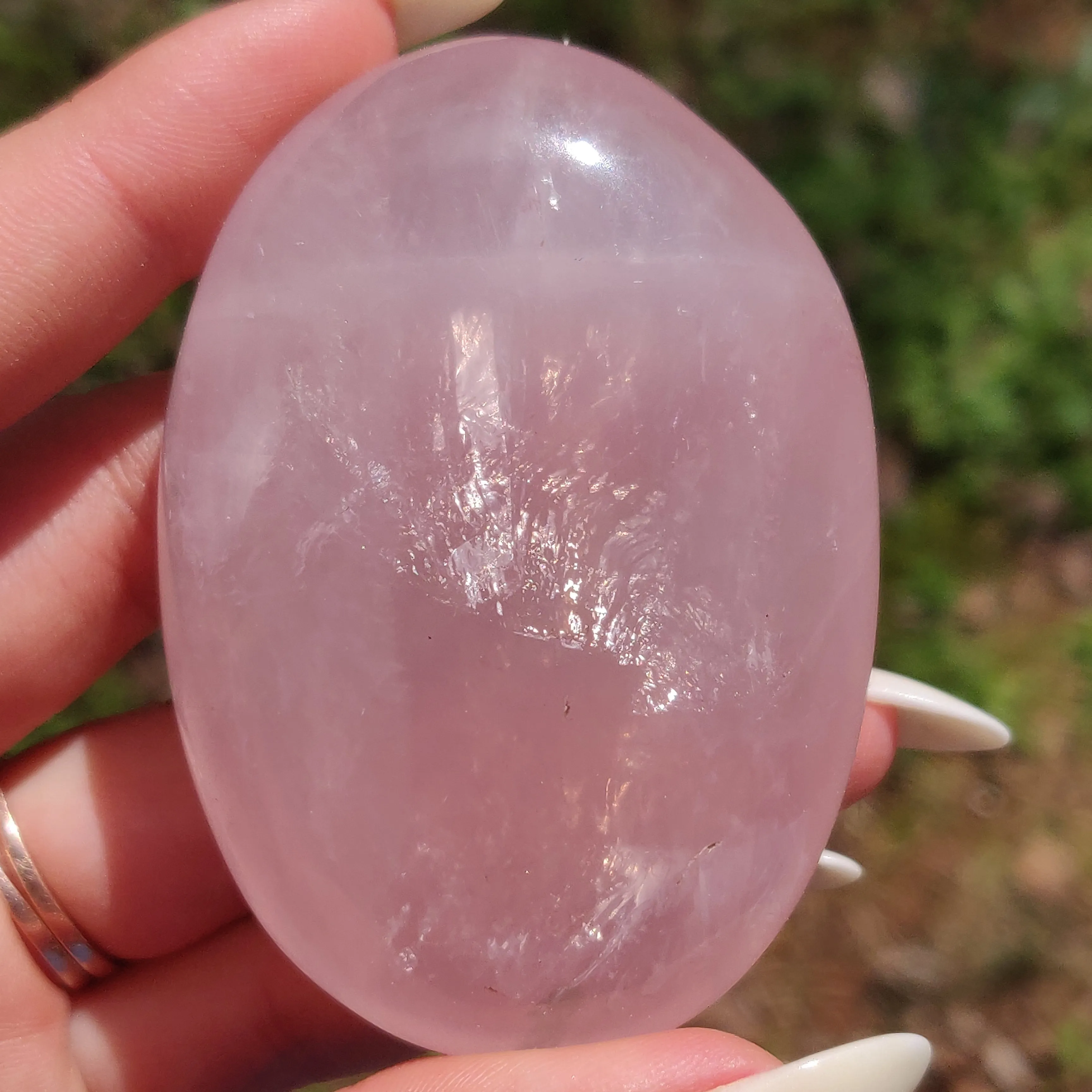 Rose Quartz Palm Stone, Star Rose Quartz (#5)