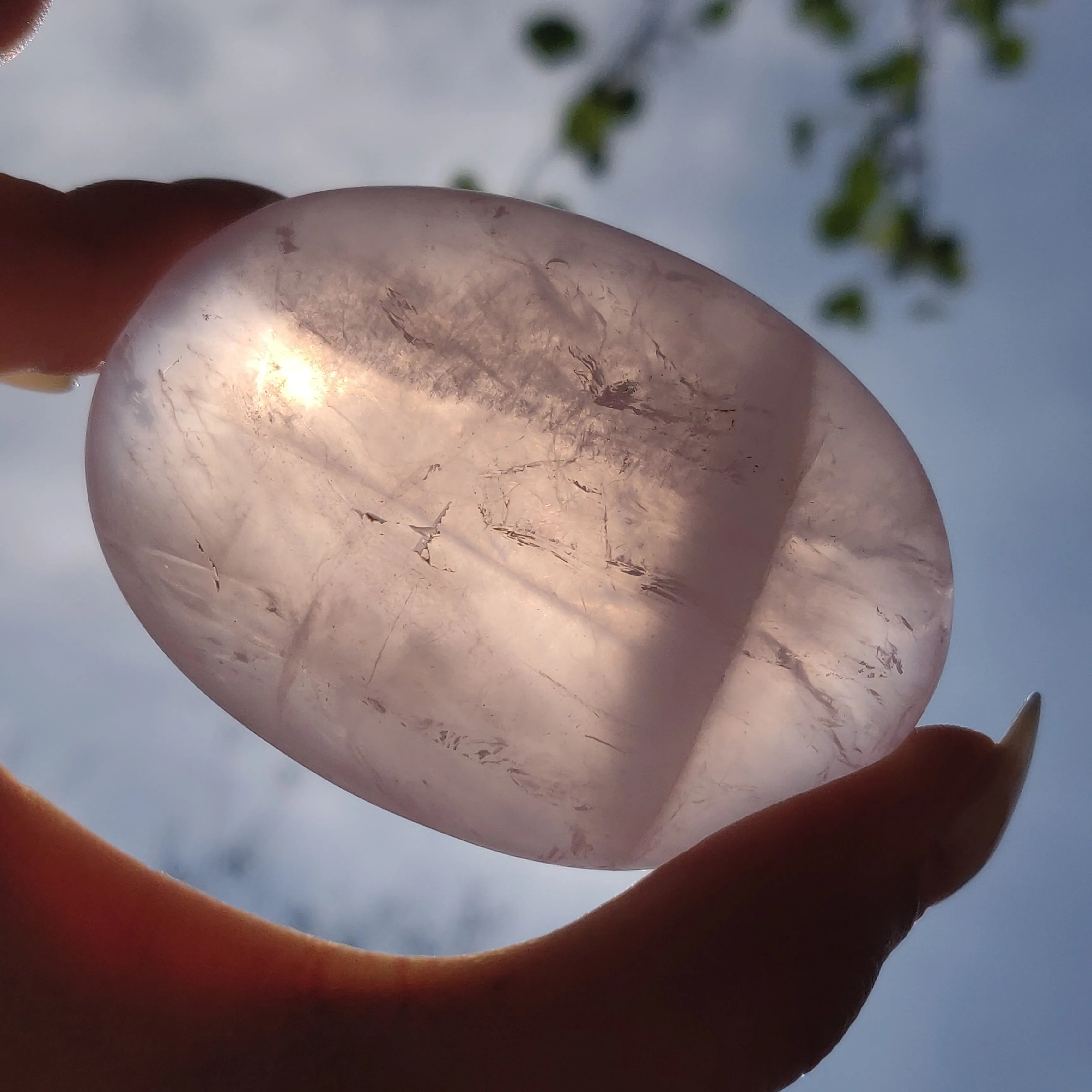 Rose Quartz Palm Stone, Star Rose Quartz (#5)