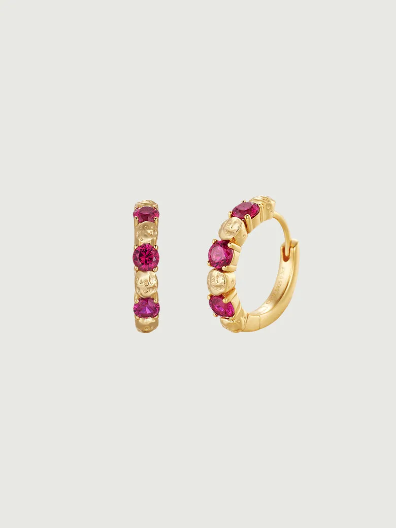 Ruby Beaded Hoop Earrings