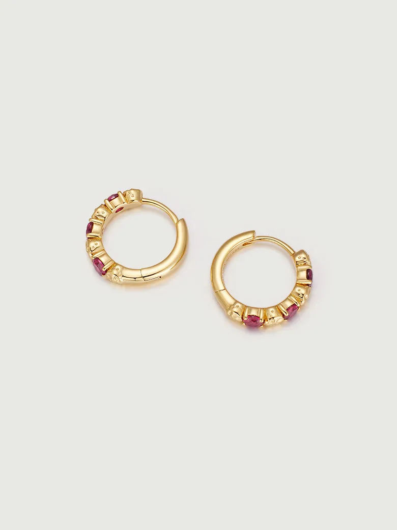 Ruby Beaded Hoop Earrings