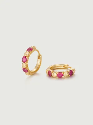 Ruby Beaded Hoop Earrings