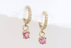 Ruby Heart   Diamond Huggie Studs