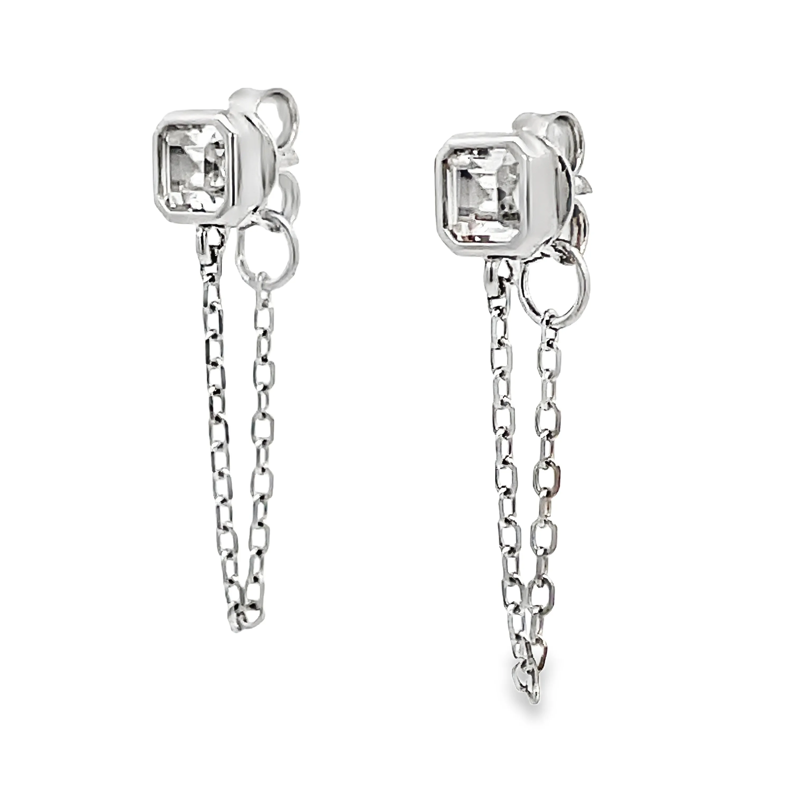Single Stone Chain Earrings