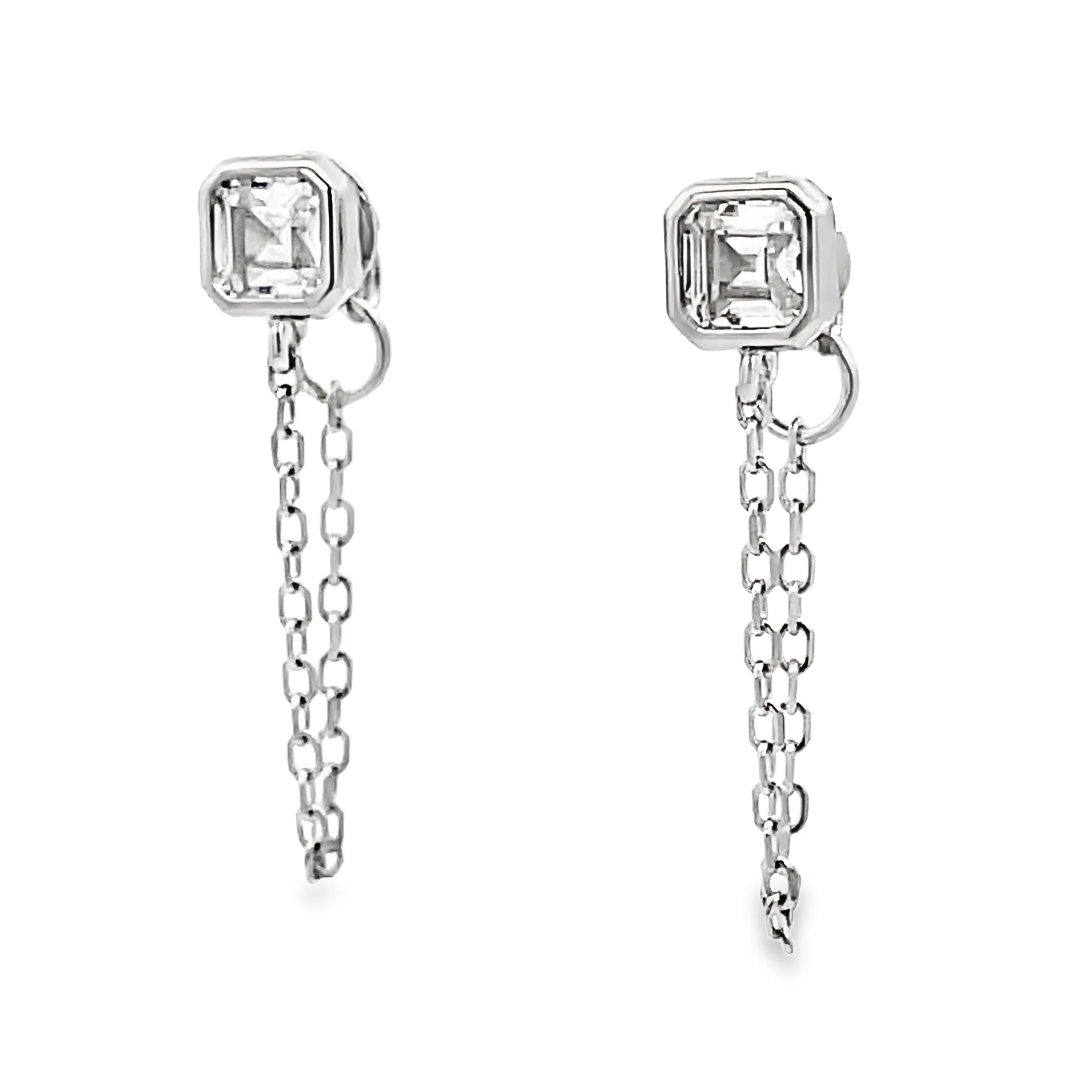 Single Stone Chain Earrings