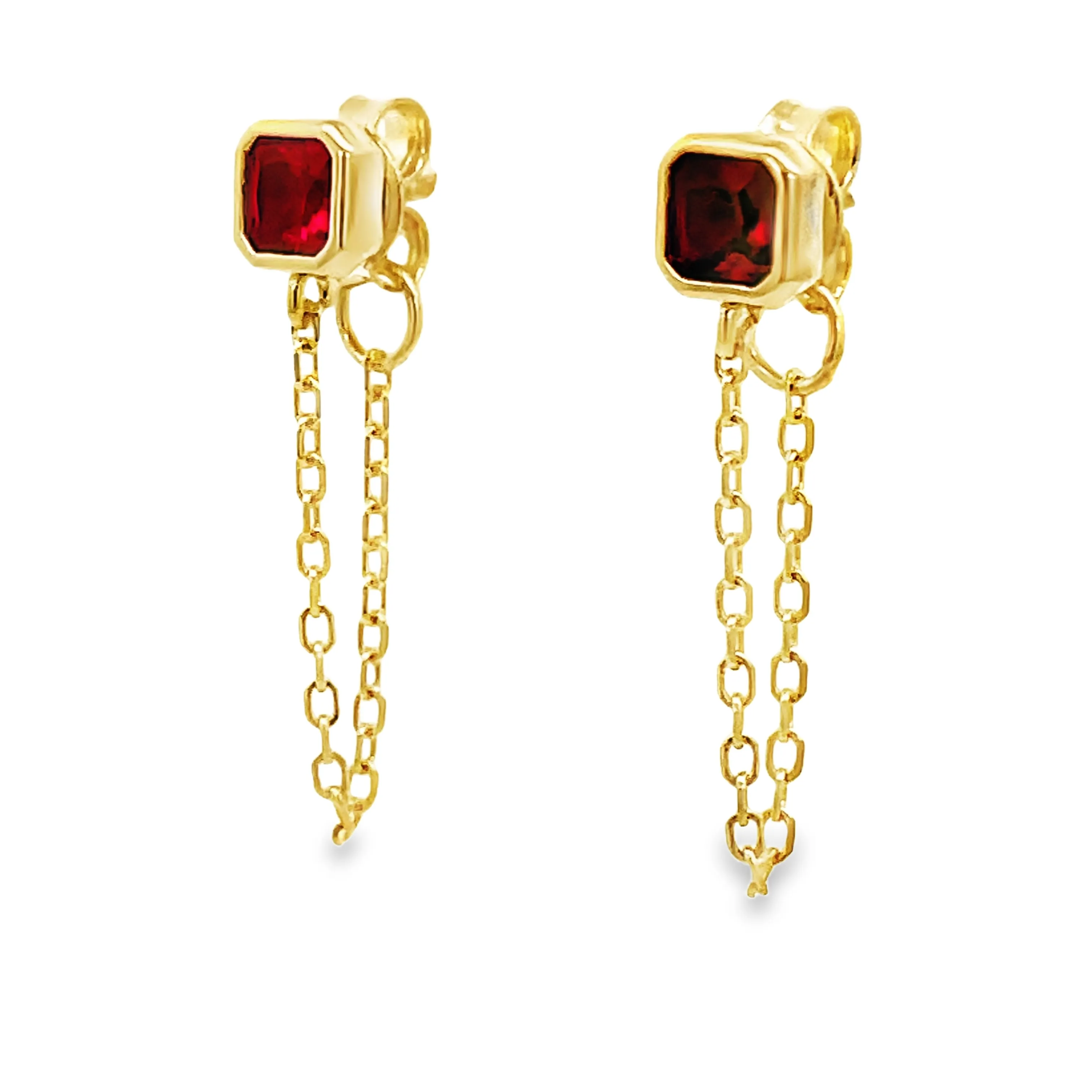 Single Stone Chain Earrings