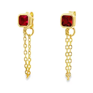 Single Stone Chain Earrings