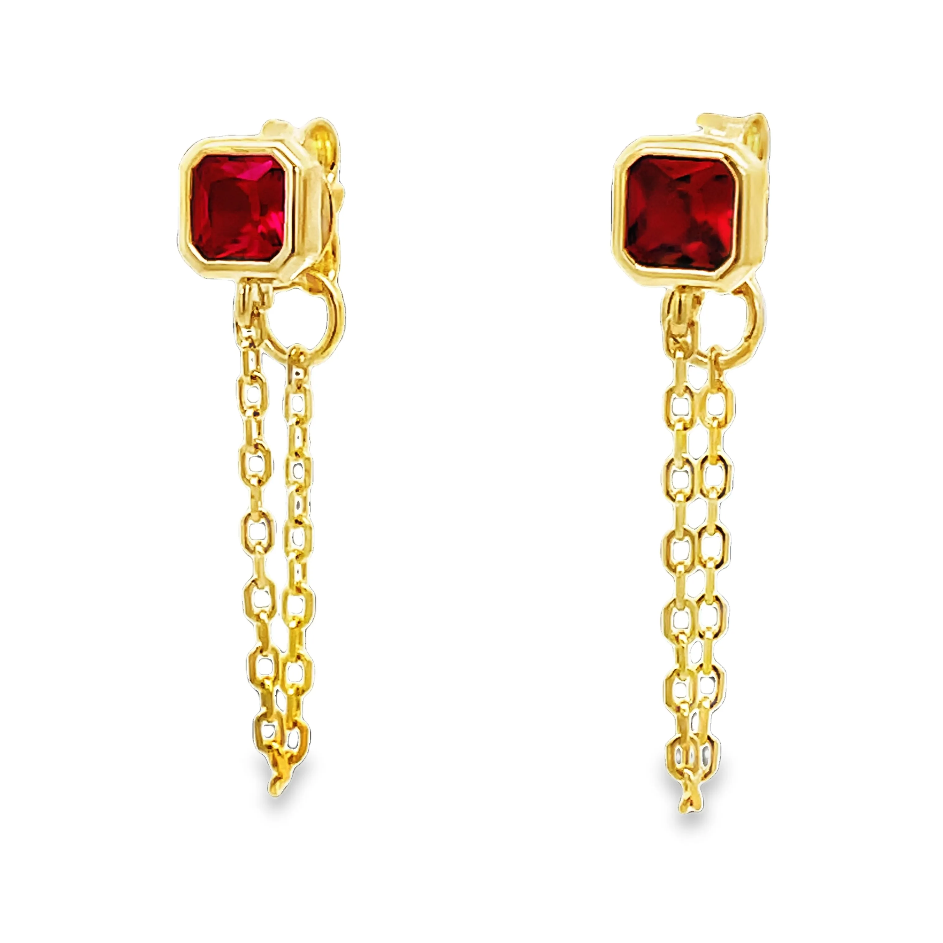 Single Stone Chain Earrings