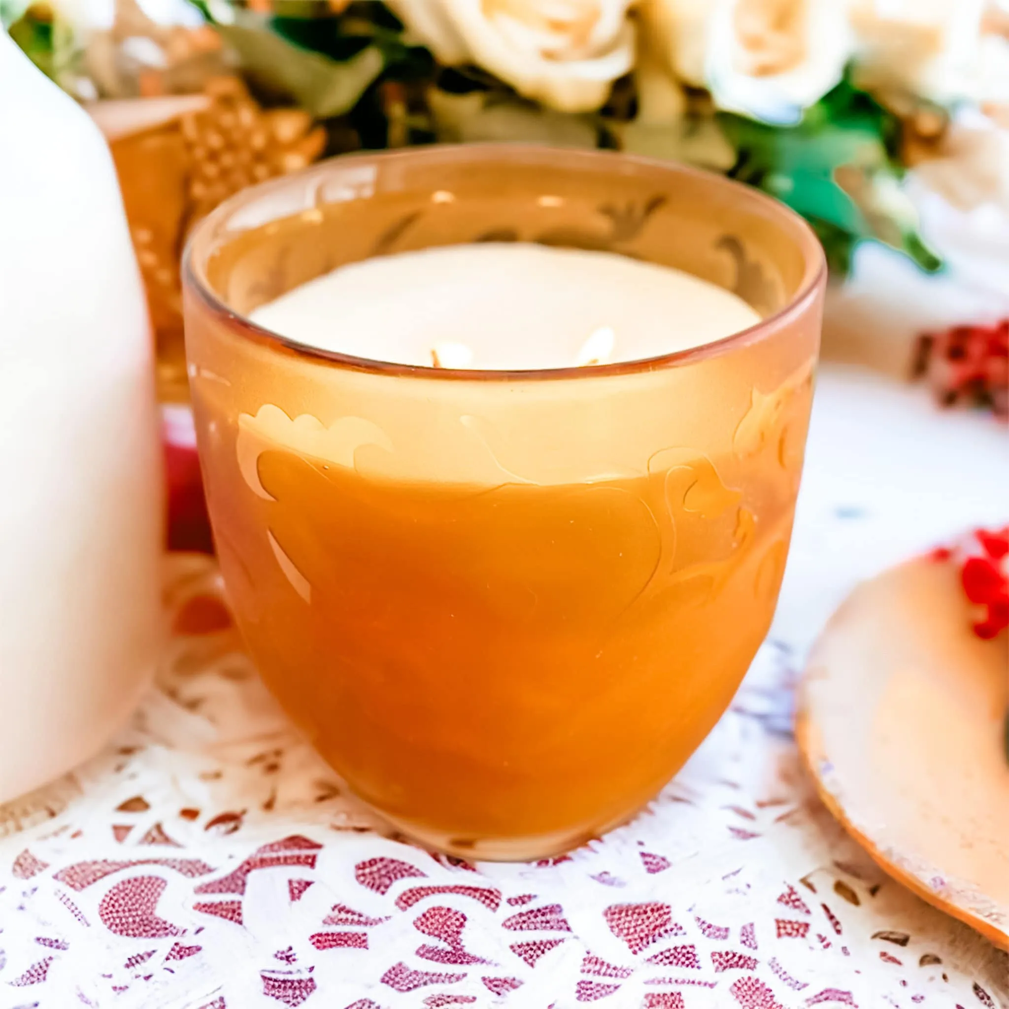Soy Candle in Vintage Amber Vase