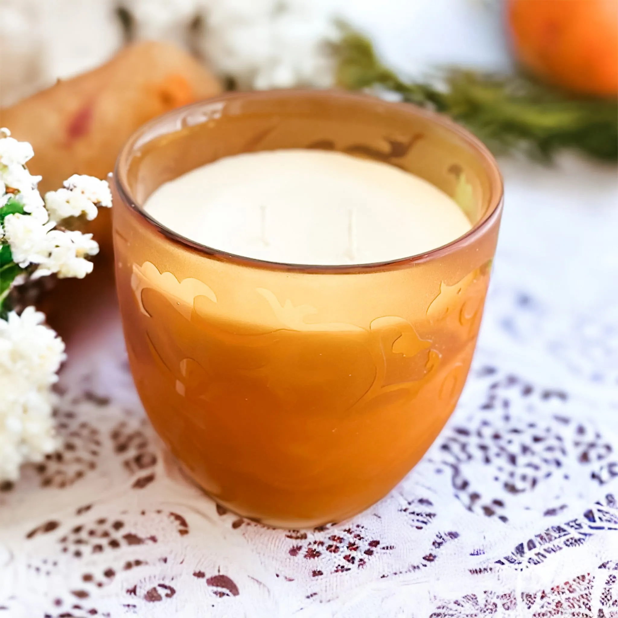 Soy Candle in Vintage Amber Vase