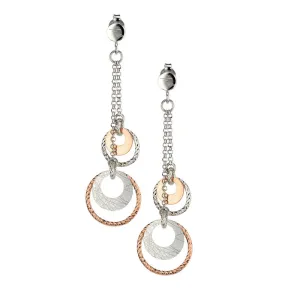 Sterling Silver and Rose Gold Vermail Circle Dance Earrings