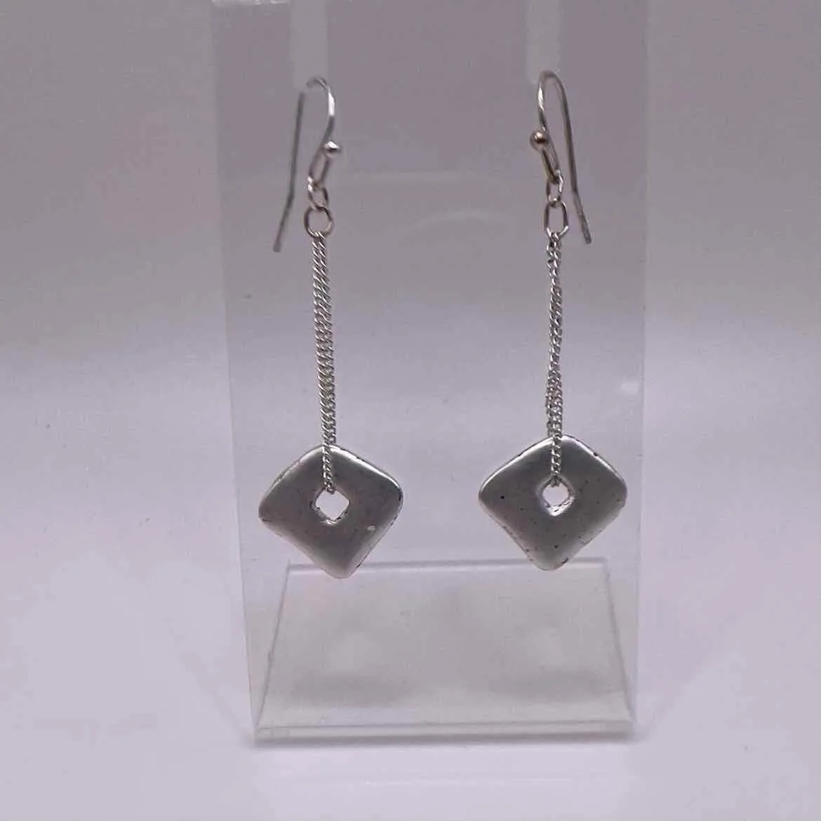 STERLING SILVER SQUARE DROP EARRINGS
