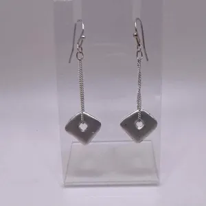 STERLING SILVER SQUARE DROP EARRINGS