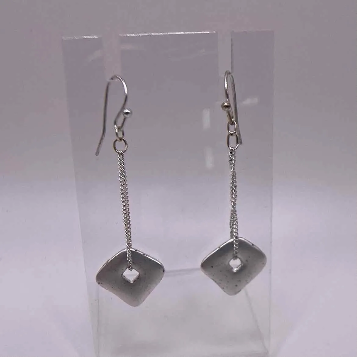 STERLING SILVER SQUARE DROP EARRINGS