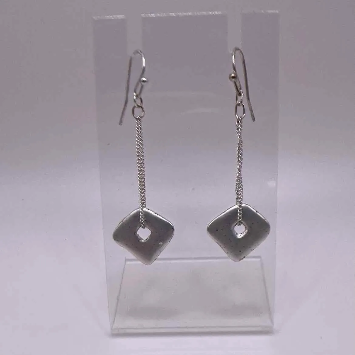 STERLING SILVER SQUARE DROP EARRINGS