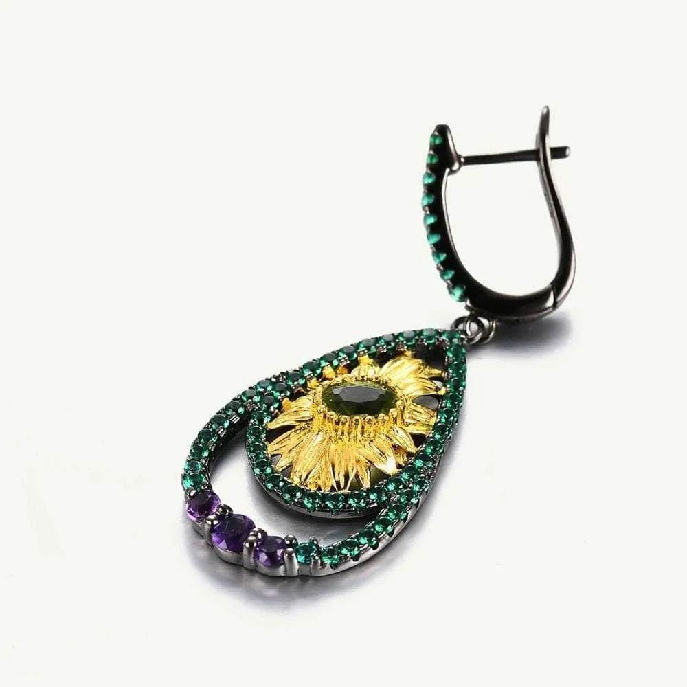 Sun Flower Handmade Flower Dangle Earrings