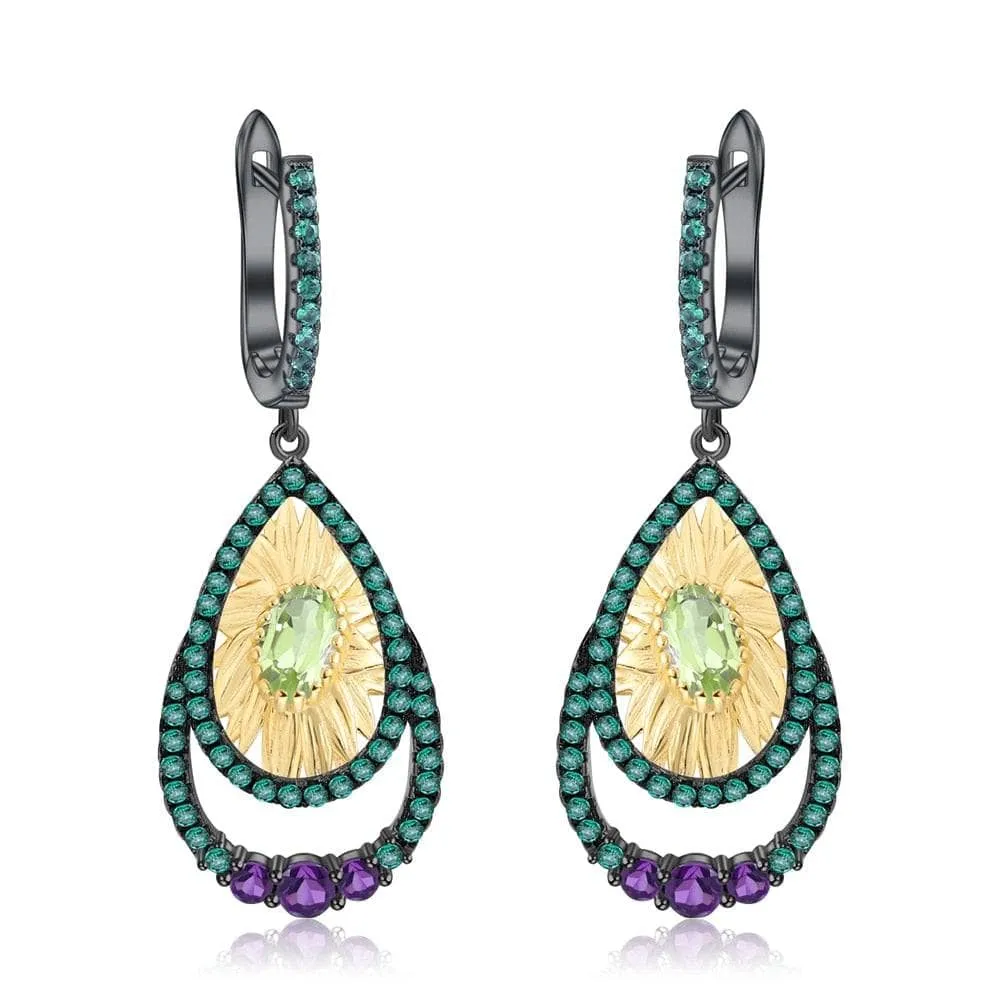 Sun Flower Handmade Flower Dangle Earrings