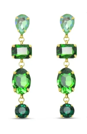 TID |  4 Piece Glass Stone in Gold/Peridot Tone