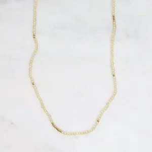 Tiny Citrine & Gold Nugget Beaded Necklace