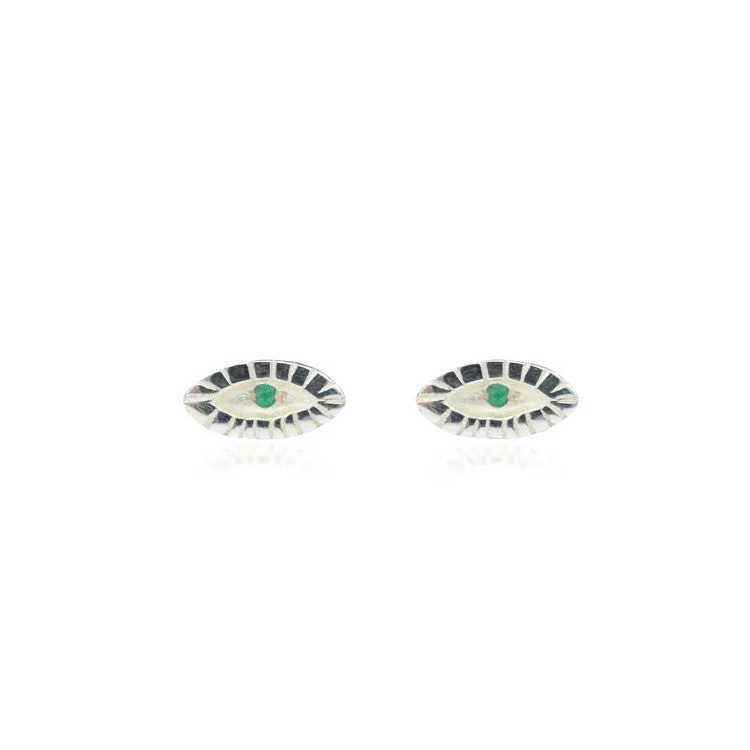 Tiny Eye Earrings Silver
