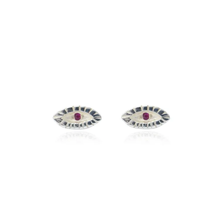 Tiny Eye Earrings Silver