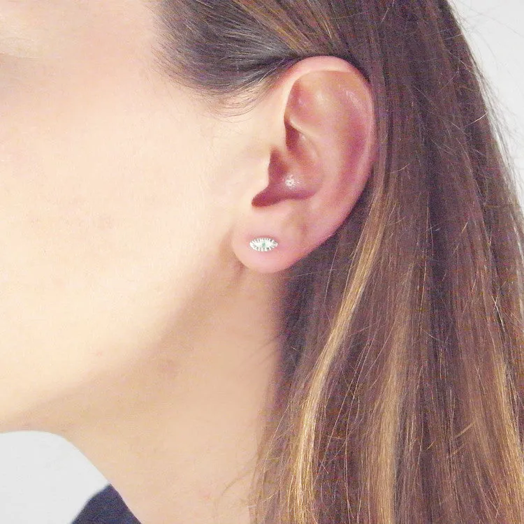 Tiny Eye Earrings Silver