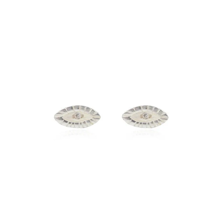 Tiny Eye Earrings Silver