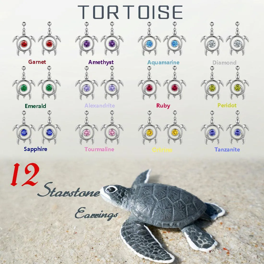 Tokyo Mart Turtle Birthstone August Peridot Earrings Dangle Women Girls Jewelry Birthday Gift Sterling Silver
