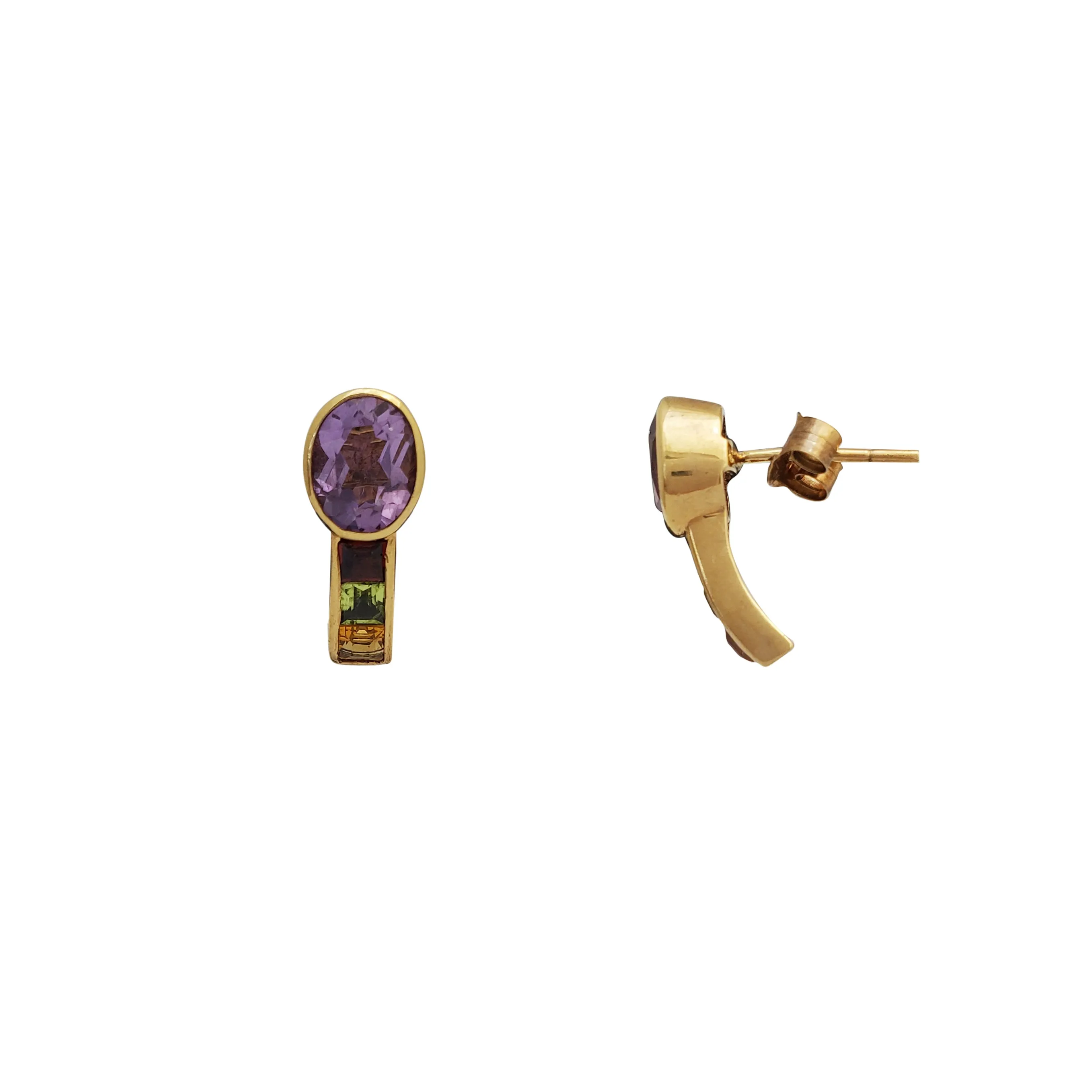 Trailing 4-Stone Bezel Stud Earrings (14K)