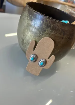 Turquoise Concho Stud Earrings