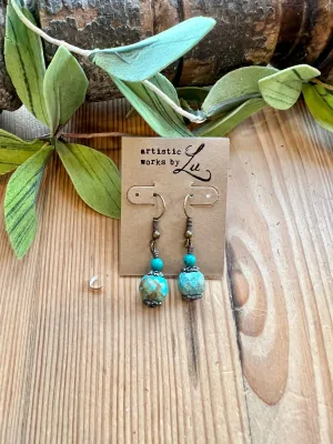 Turquoise Faceted Round Earrings