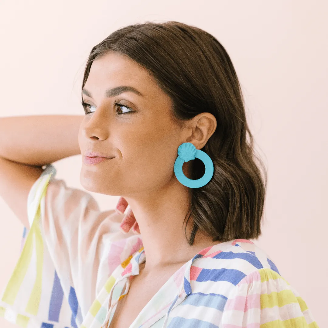 Turquoise Shell Double Circle Earrings