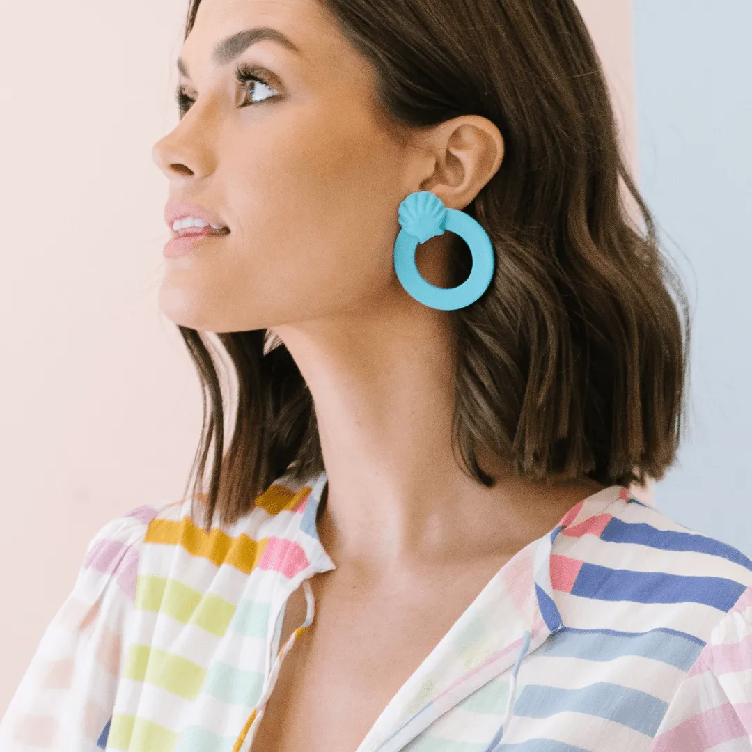 Turquoise Shell Double Circle Earrings