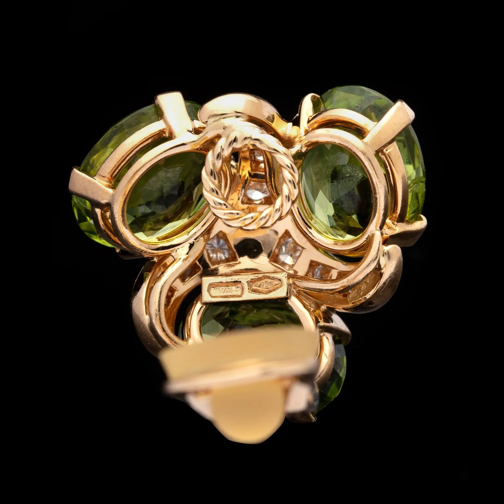 Verdura 'Three Stone' Peridot & Diamond Earclips