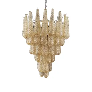 Vintage Amber Murano Glass Petals Chandelier