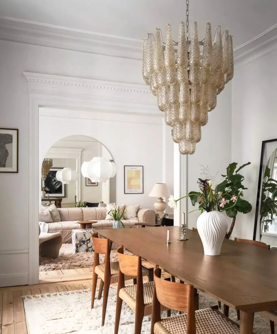 Vintage Amber Murano Glass Petals Chandelier