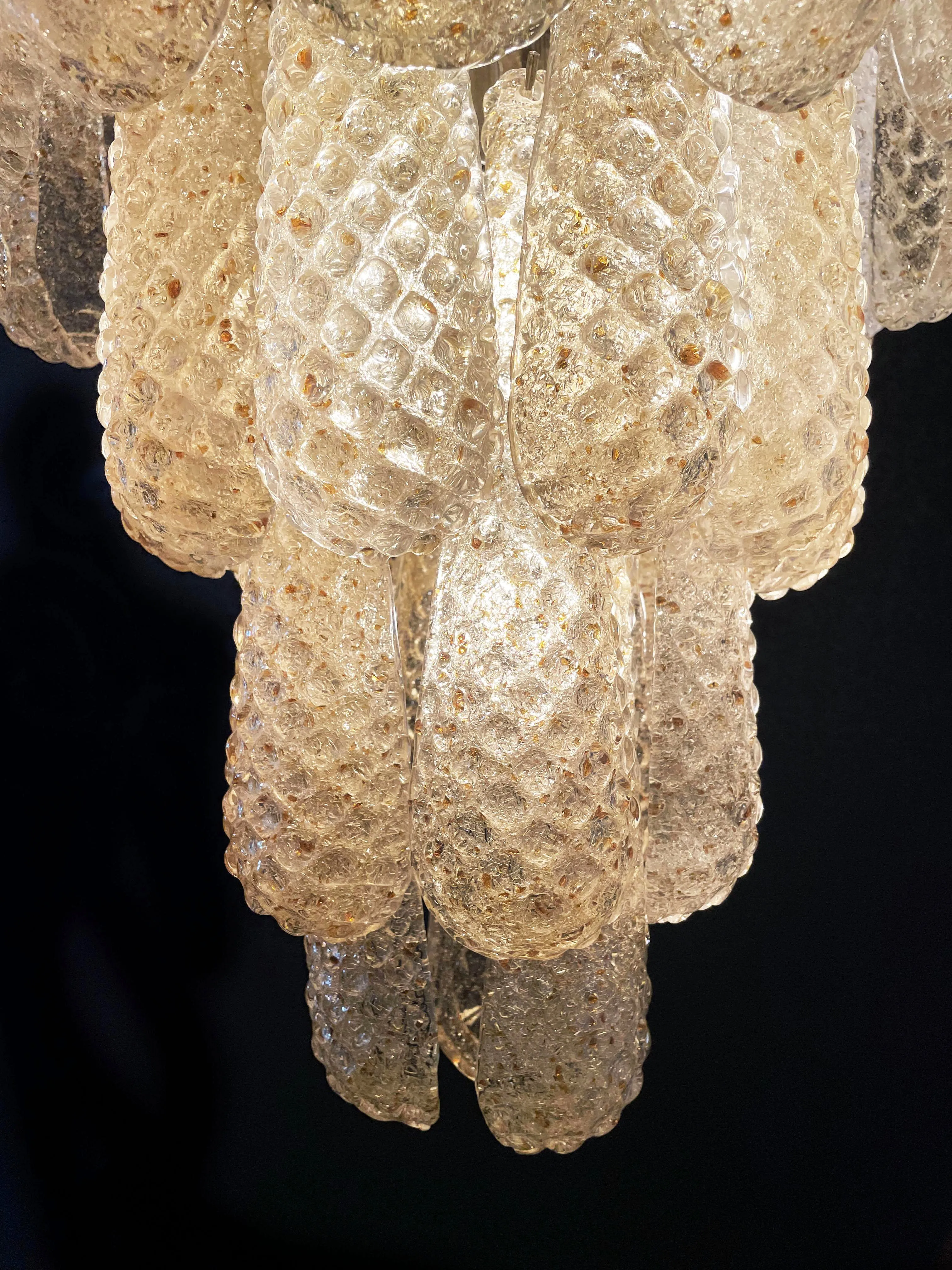 Vintage Amber Murano Glass Petals Chandelier