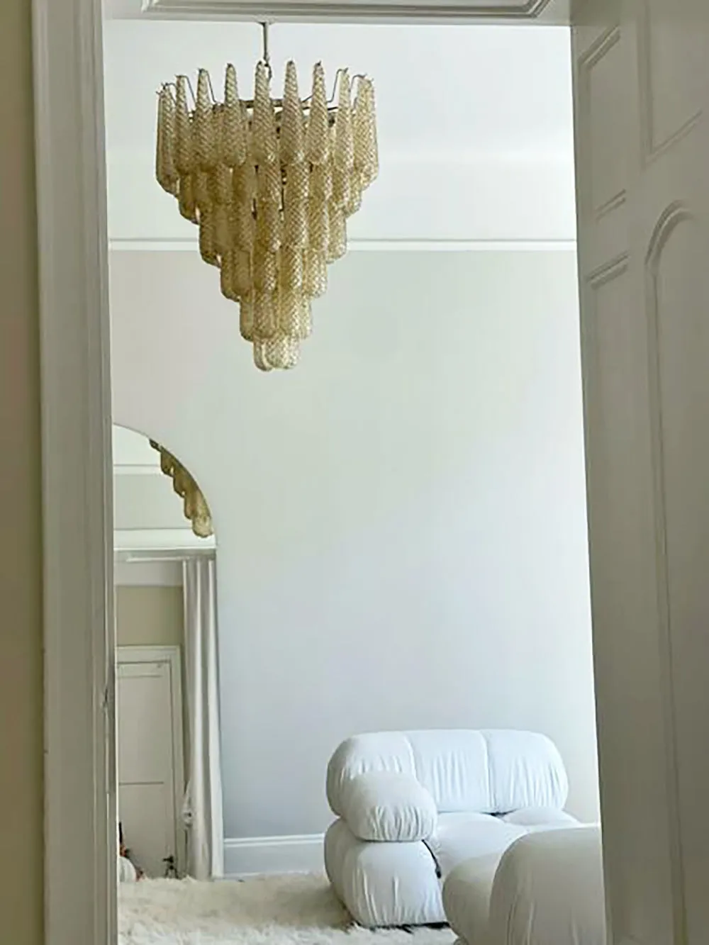Vintage Amber Murano Glass Petals Chandelier