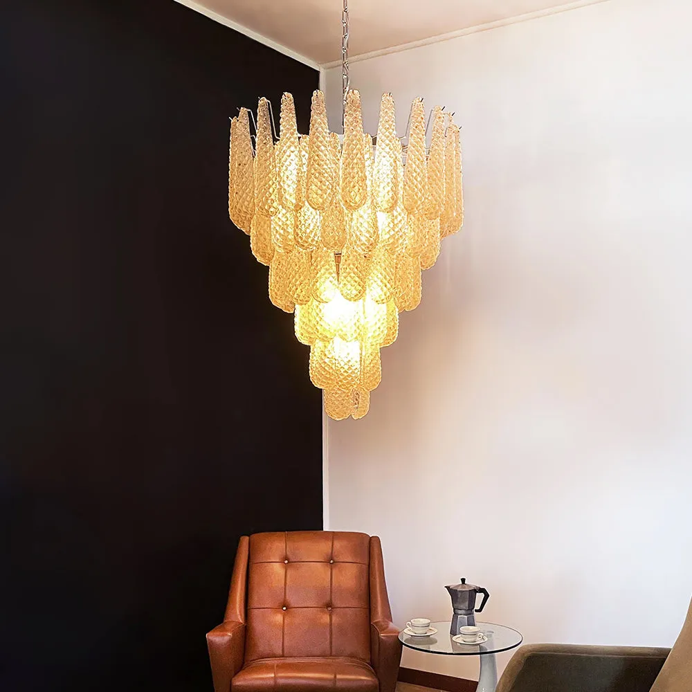 Vintage Amber Murano Glass Petals Chandelier