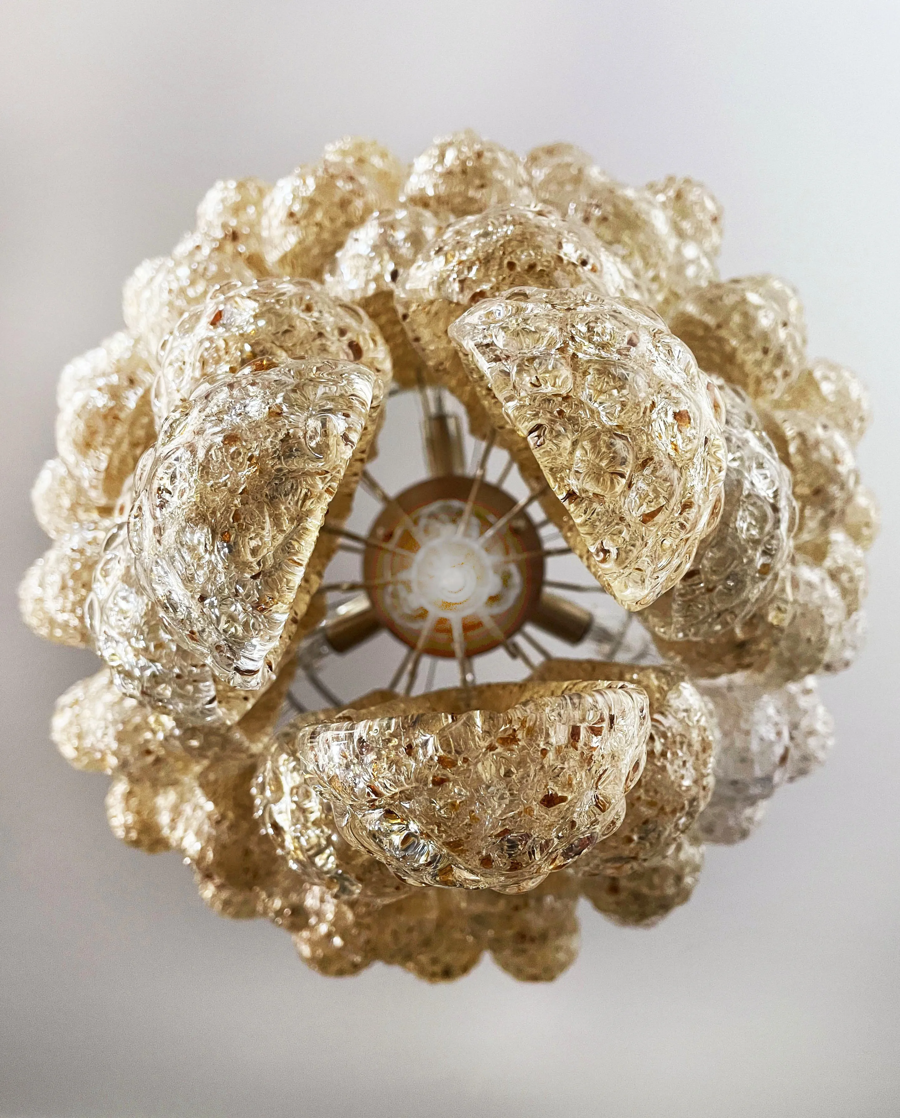 Vintage Amber Murano Glass Petals Chandelier