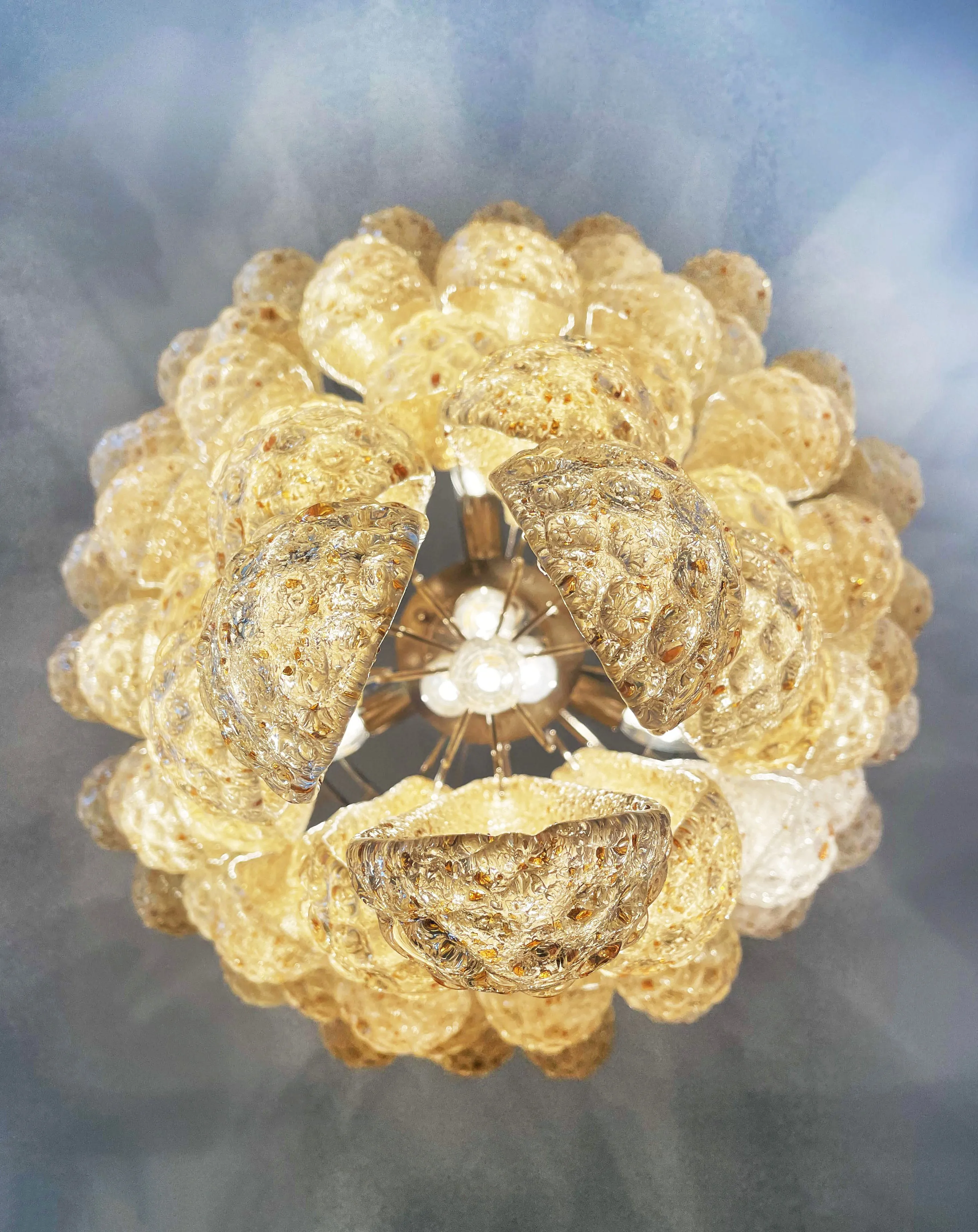 Vintage Amber Murano Glass Petals Chandelier