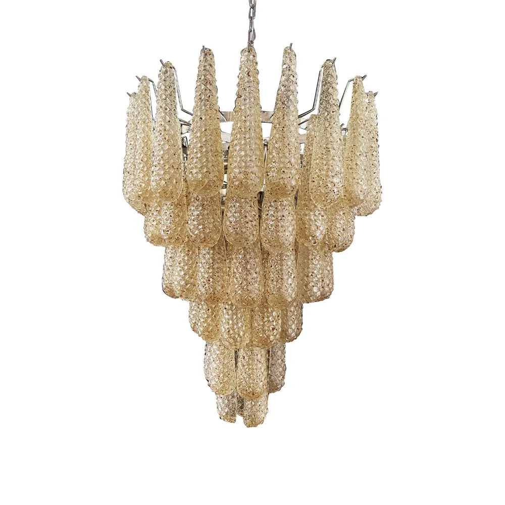 Vintage Amber Murano Glass Petals Chandelier
