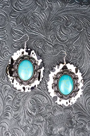 White Leopard Turquoise Earrings