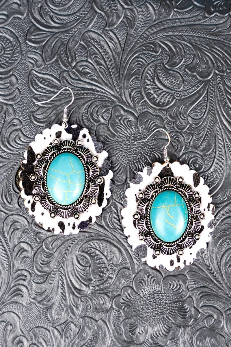 White Leopard Turquoise Earrings