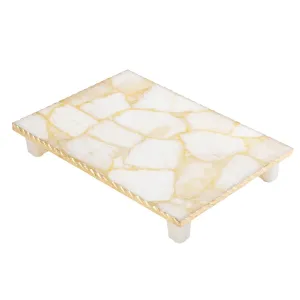 White Quartz With Gold Challah