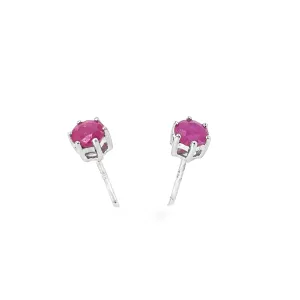 Women’s 9ct White Gold Six Claw Ruby Stud Earrings - 1g